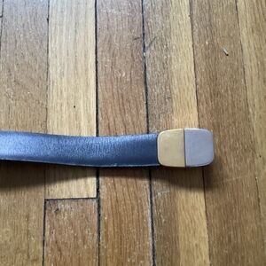 DEADSTOCK YSL Men's Size 35 Thin Gray / Maroon Leather Belt,Yves Saint Laurent